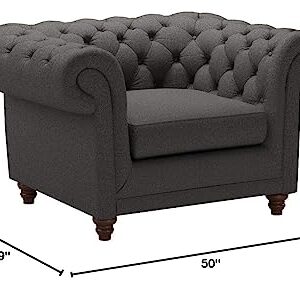 Amazon Brand – Stone & Beam Bradbury Chesterfield Classic Chair, 50"W, Pepper