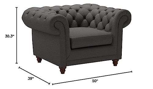 Amazon Brand – Stone & Beam Bradbury Chesterfield Classic Chair, 50"W, Pepper