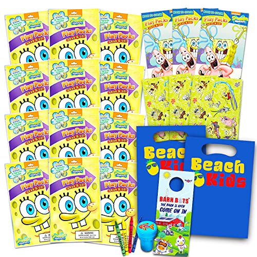 Nickelodeon Spongebob Squarepants Party Favors Pack ~ Bundle of 12 Spongebob Squarepants Play Packs with Stickers, Coloring Books, Crayons, Stamper (Spongebob Party Supplies)