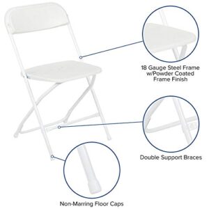 Flash Furniture Hercules™ Series Plastic Folding Chair - White - 2 Pack 650LB Weight Capacity Comfortable Event Chair-Lightweight Folding Chair