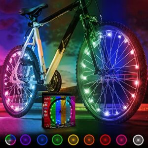 activ life led bike wheel lights: light up your summer adventures, 100% brighter & visible from all angles for ultimate safety and style - batteries included, 2-tire pack, color changing