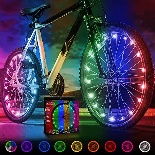 Activ Life LED Bike Wheel Lights: Light Up Your Summer Adventures, 100% Brighter & Visible from All Angles for Ultimate Safety and Style - Batteries Included, 2-Tire Pack, Color Changing