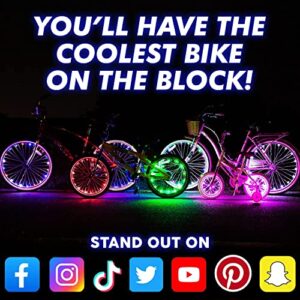 Activ Life LED Bike Wheel Lights: Light Up Your Summer Adventures, 100% Brighter & Visible from All Angles for Ultimate Safety and Style - Batteries Included, 2-Tire Pack, Color Changing