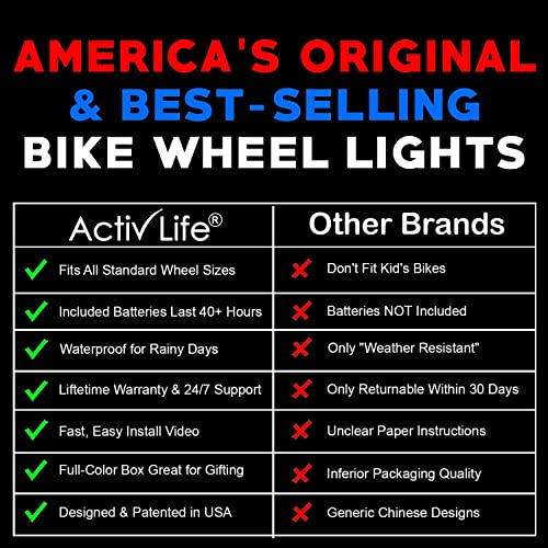 Activ Life LED Bike Wheel Lights: Light Up Your Summer Adventures, 100% Brighter & Visible from All Angles for Ultimate Safety and Style - Batteries Included, 2-Tire Pack, Color Changing