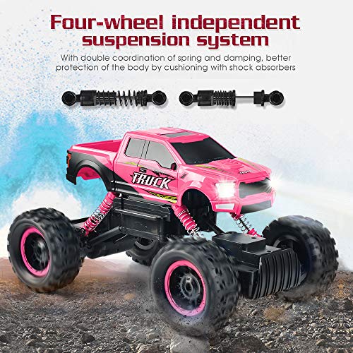 DOUBLE E Remote Control Car for Girls 1/12 Scale Monster Trucks Dual Motors Off Road RC Trucks, Girls Toys Gifts for Girls Daughter Kids, Birthday Gift Ideas, Pink