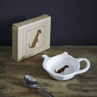 sweet william boxer teabag holder dish | tea bag/spoon rest in teapot shape | dishwasher safe | great gift for tea lovers | 10 cm x 13 cm