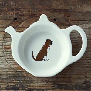 Sweet William Boxer Teabag Holder Dish | Tea Bag/Spoon Rest in Teapot Shape | Dishwasher Safe | Great Gift for Tea Lovers | 10 cm x 13 cm