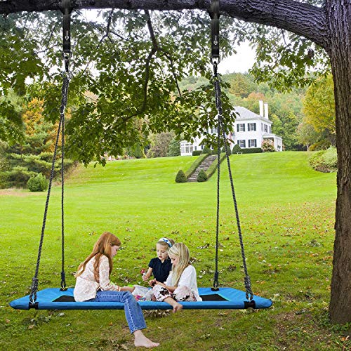 Trekassy 700lb Giant 60" Platform Tree Swing for Kids and Adults Waterproof 2 Hanging Straps (Blue)