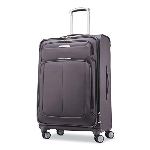 Samsonite Solyte DLX Softside Expandable Luggage with Spinner Wheels, Mineral Grey, Checked-Medium 25-Inch