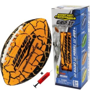 wave runner grip it waterproof football- size 9.25 inches with sure-grip technology | let's play football in the water! (random color)