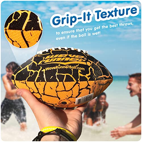 Wave Runner Grip It Waterproof Football- Size 9.25 Inches with Sure-Grip Technology | Let's Play Football in The Water! (Random Color)