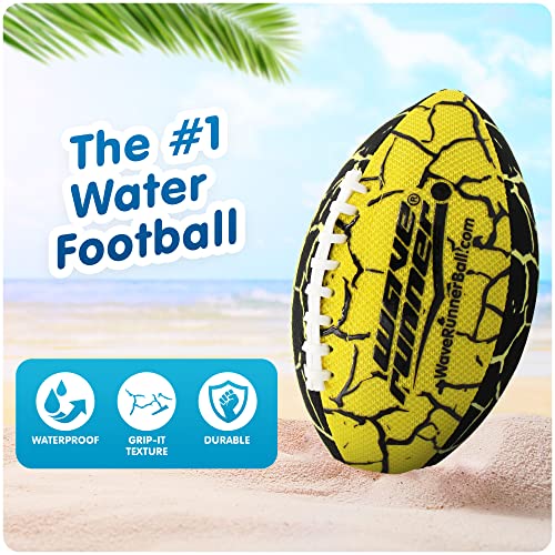 Wave Runner Grip It Waterproof Football- Size 9.25 Inches with Sure-Grip Technology | Let's Play Football in The Water! (Random Color)