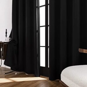 Rutterllow Blackout Curtains for Bedroom, Thermal Insulated Room Darkening Curtains 2 Panels for Living Room, Grommet Top (52x84 Inch, Black)