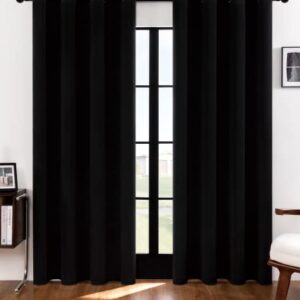 Rutterllow Blackout Curtains for Bedroom, Thermal Insulated Room Darkening Curtains 2 Panels for Living Room, Grommet Top (52x84 Inch, Black)