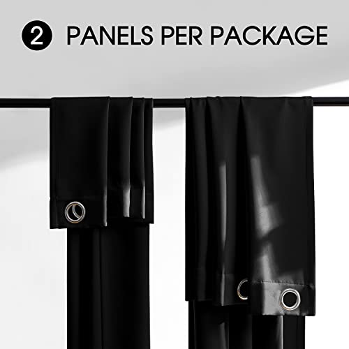 Rutterllow Blackout Curtains for Bedroom, Thermal Insulated Room Darkening Curtains 2 Panels for Living Room, Grommet Top (52x84 Inch, Black)