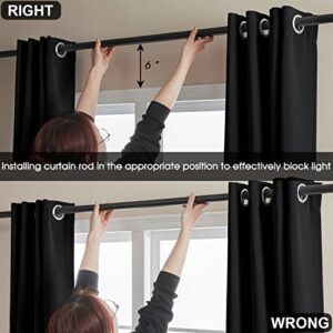 Rutterllow Blackout Curtains for Bedroom, Thermal Insulated Room Darkening Curtains 2 Panels for Living Room, Grommet Top (52x84 Inch, Black)