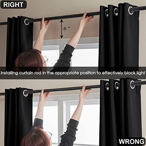 Rutterllow Blackout Curtains for Bedroom, Thermal Insulated Room Darkening Curtains 2 Panels for Living Room, Grommet Top (52x84 Inch, Black)