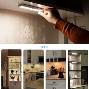 SZOKLED 20LED Under Cabinet Lights Remote Control, Dimmable Under Cabinet Lighting Wireless, Rechargeable Under Counter Lights for Kitchen, Shelf, Hallway, Display, Stairs, Multiple Colors 4 Pack