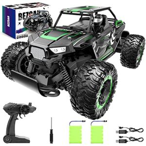 bezgar tb142 rc cars-1:14 scale remote control car, 2wd high speed 20 km/h all terrains electric toy off road rc vehicle truck crawler with two rechargeable batteries for boys kids and adults-green