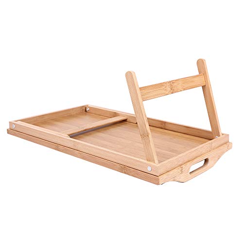 KKTONER Bamboo Bed Tray Table with Folding Legs Foldable Serving Portable Laptop Tray Snack Tray Breakfast Tray Bed Table Drawing Table