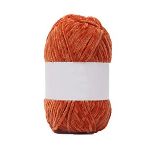 orange velvet yarn,100g/0.22lb diy velvet chenille yarn,bulky luxury chenille yarn for crochet hat scarf,knitting yarn