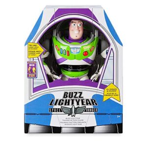 Disney Store Official Buzz Lightyear Interactive Talking Action Figure from Toy Story, 11 inch, Features 10+ English Phrases, Interacts with Other Figures and Toys, Light-Beam Features, Ages 3+