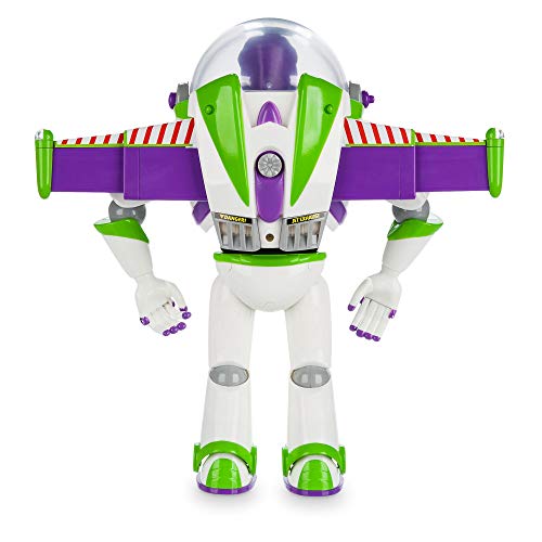 Disney Store Official Buzz Lightyear Interactive Talking Action Figure from Toy Story, 11 inch, Features 10+ English Phrases, Interacts with Other Figures and Toys, Light-Beam Features, Ages 3+