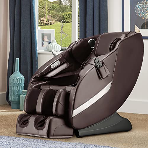 BestMassage Electric Shiatsu Chair Recliner with Built-in Heat Therapy Foot Roller Airbag Massage System SL-Track Stretch Vibrating Audio for Home Office,Black, Brown
