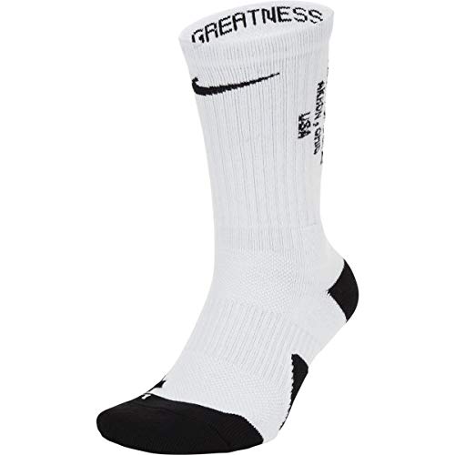 Nike Men`s LeBron Elite Crew Basketball Socks 1 Pair (WhiteOff(SX7864-100)/Black, Medium)