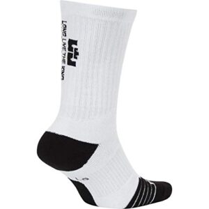 Nike Men`s LeBron Elite Crew Basketball Socks 1 Pair (WhiteOff(SX7864-100)/Black, Medium)