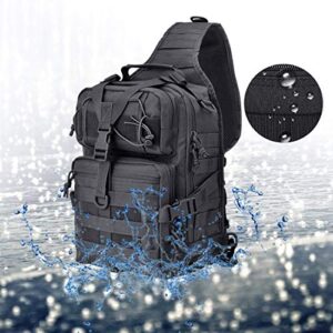 hopopower Tactical Sling Bag Pack Military Assault Rucksack Shoulder Bag Backpack Chest Pack Handbag Waterproof for Travel Hiking Camping Trekking Exploring Fishing Hunting