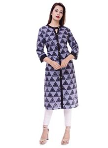 ramkudi indian women's printed cotton kurti top (grey)