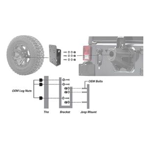 Extreme Max 5001.5793 Jeep Spare Tire Relocation Bracket - Fits CJ/JK/LJ/TJ/YJ Models