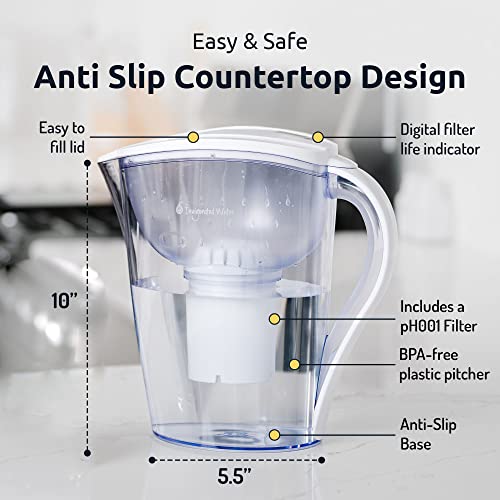 Invigorated Water Alkaline Water Filter Pitcher - Long Lasting Alkaline Water Pitcher Filter with Multi-Stage Filtration System - High pH Alkaline Pitcher Water Jug with Alkaline Filter - 3.5L (White)