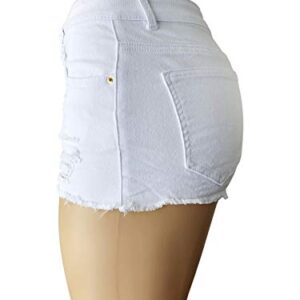 Aodrusa Womens Ripped Denim Shorts Mid Waist Sexy Short Cutoff Distressed Short Jeans White US 2-4