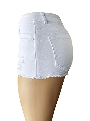 Aodrusa Womens Ripped Denim Shorts Mid Waist Sexy Short Cutoff Distressed Short Jeans White US 2-4