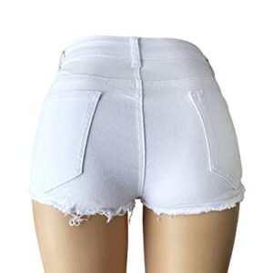 Aodrusa Womens Ripped Denim Shorts Mid Waist Sexy Short Cutoff Distressed Short Jeans White US 2-4