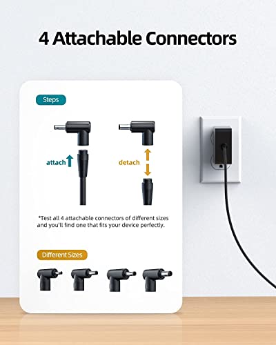 Charger for Asus Laptop, Vivobook, Zenbook, (Safety Certified by UL), Round Power Connector, 65W, 45W, 33W