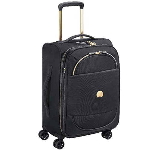 DELSEY Paris Montrouge Softside Expandable Luggage with Spinner Wheels, Black, Carry-On 21 Inch