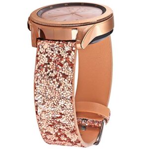 greaciary glitter band compatible with samsung galaxy watch 3 41mm/galaxy watch 42mm,active 40mm/active 2 44m sparkle bling leather strap wristband for galaxy 20mm smartwatch women girls rose gold