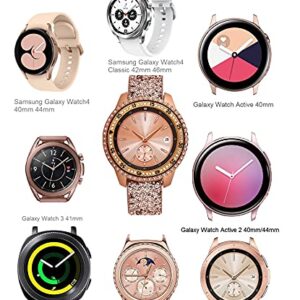 Greaciary Glitter Band Compatible with Samsung Galaxy Watch 3 41mm/Galaxy Watch 42mm,Active 40mm/Active 2 44m Sparkle Bling Leather Strap Wristband for Galaxy 20mm Smartwatch Women Girls Rose Gold