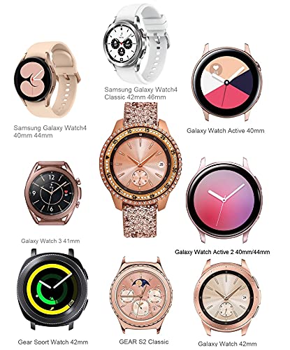 Greaciary Glitter Band Compatible with Samsung Galaxy Watch 3 41mm/Galaxy Watch 42mm,Active 40mm/Active 2 44m Sparkle Bling Leather Strap Wristband for Galaxy 20mm Smartwatch Women Girls Rose Gold