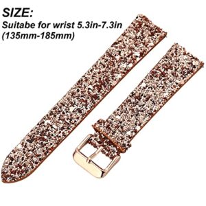 Greaciary Glitter Band Compatible with Samsung Galaxy Watch 3 41mm/Galaxy Watch 42mm,Active 40mm/Active 2 44m Sparkle Bling Leather Strap Wristband for Galaxy 20mm Smartwatch Women Girls Rose Gold