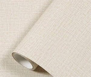 yancorp 32.8ft cream textured fabric wallpaper faux grasscloth beige peel and stick wallpaper self-adhesive wallpaper linen removable wallpaper cabinets counter top liners, 15.7" x 394"