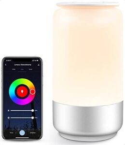 lepro smart table lamp for bedroom bedside lamp works with alexa google home, tunable white & rgb color changing dimmable led nightstand touch lamp, wifi app phone control night light