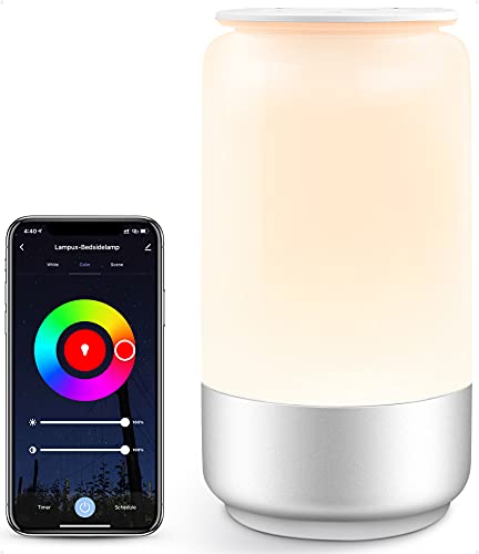 Lepro Smart Table Lamp for Bedroom Bedside Lamp Works with Alexa Google Home, Tunable White & RGB Color Changing Dimmable LED Nightstand Touch Lamp, WiFi APP Phone Control Night Light