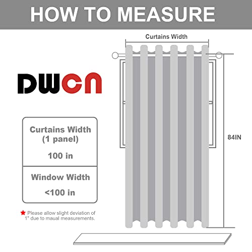 DWCN White Room Divider Curtain for Extral Wide Windows -Blackout Total Privacy Divider for Patio Door, Share Bedroom Office Space, 1 Grommet Curtain Panel, 8.3ft Wide x 7ft Tall, Greyish White