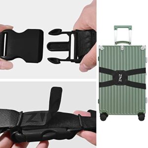 Luggage Strap, ZINZ High Elastic Suitcase Adjustable Belt Bag Bungees with Buckles and More Applications (Black-001)