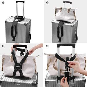 Luggage Strap, ZINZ High Elastic Suitcase Adjustable Belt Bag Bungees with Buckles and More Applications (Black-001)