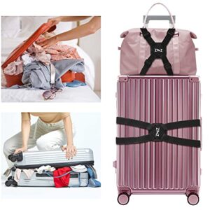 Luggage Strap, ZINZ High Elastic Suitcase Adjustable Belt Bag Bungees with Buckles and More Applications (Black-001)